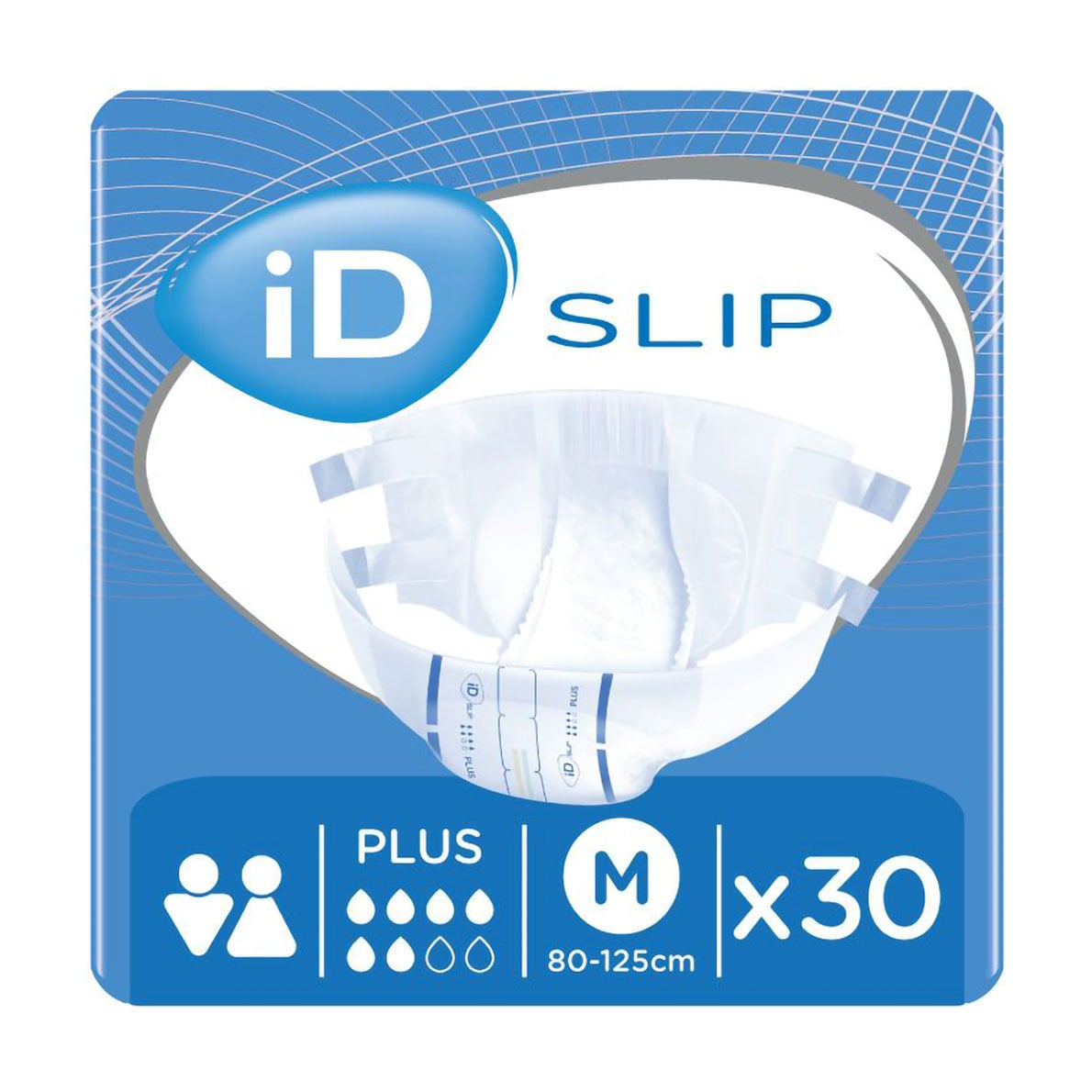 Підгузки для дорослих ID Slip Plus, розмір M (80-125 см), 30 шт